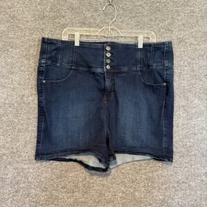 Torrid Shorts Women 20 Blue Denim Button Fly High Rise Stretch Plus Size Jean‎
